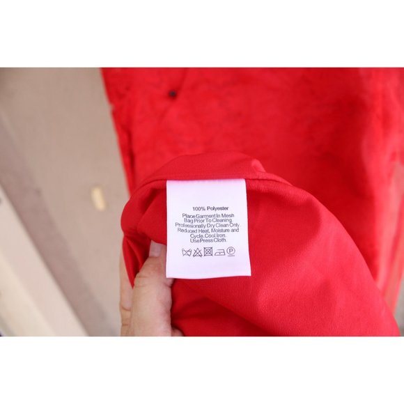 Too Tang Red Asian Style Dress Red Lace Size Large L 88074 Sheer Overlay - Picture 9 of 11